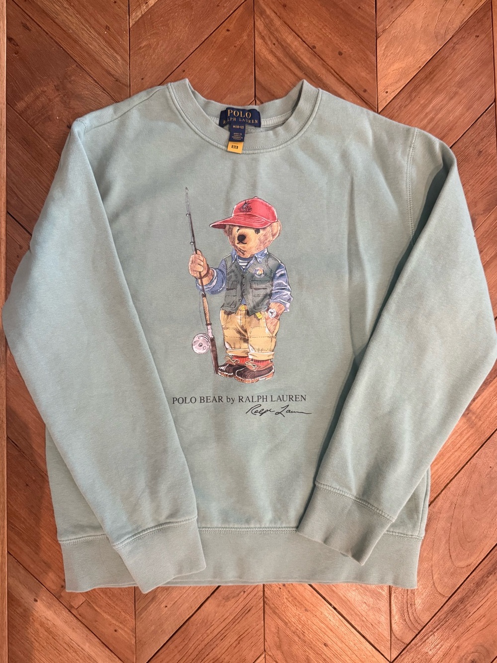 Polo by Ralph Lauren Fishing Bear Youth M 10/12 SeafoamGreen Crewneck Sweatshirt